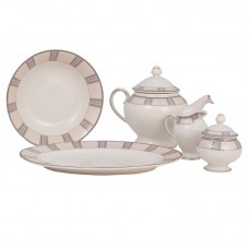 Shinepukur Ceramics USA, Inc. Linen Ivory China Traditional Serving 5 Piece Dinnerware Set SHPK1066